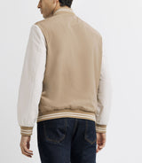 Blouson teddy bicolore beige et blanc