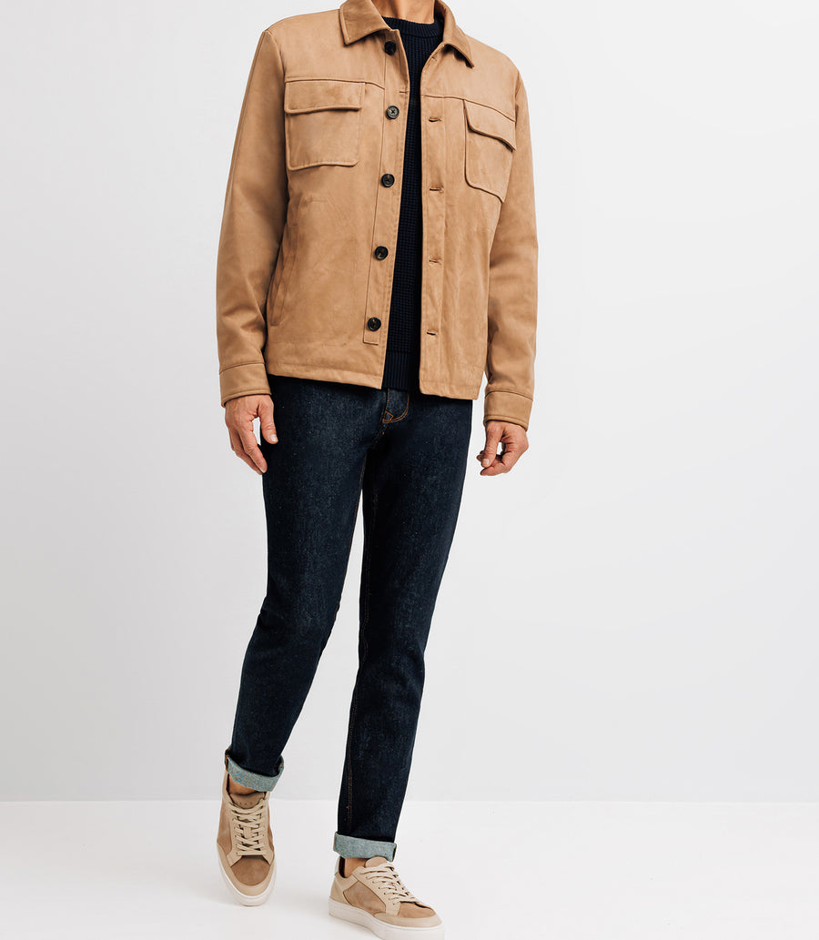 Blouson en suédine beige