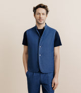 Indigo sleeveless jacket