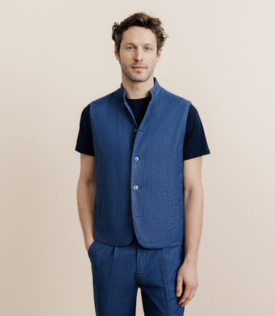 Blouson sans manche indigo - IZAC