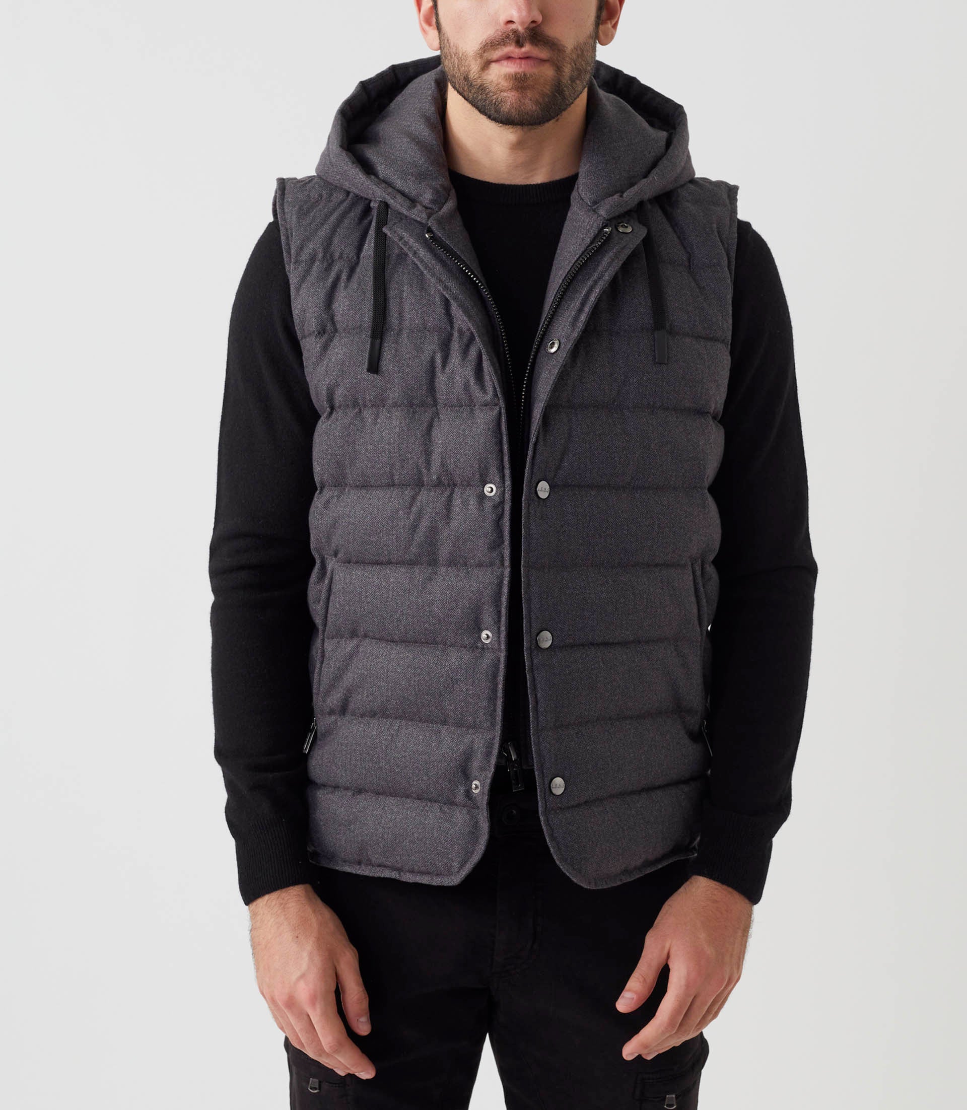 Fabio" charcoal grey sleeveless down jacket