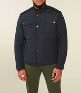 Blouson surchemise matelassé bi-matière marine MACEOBT