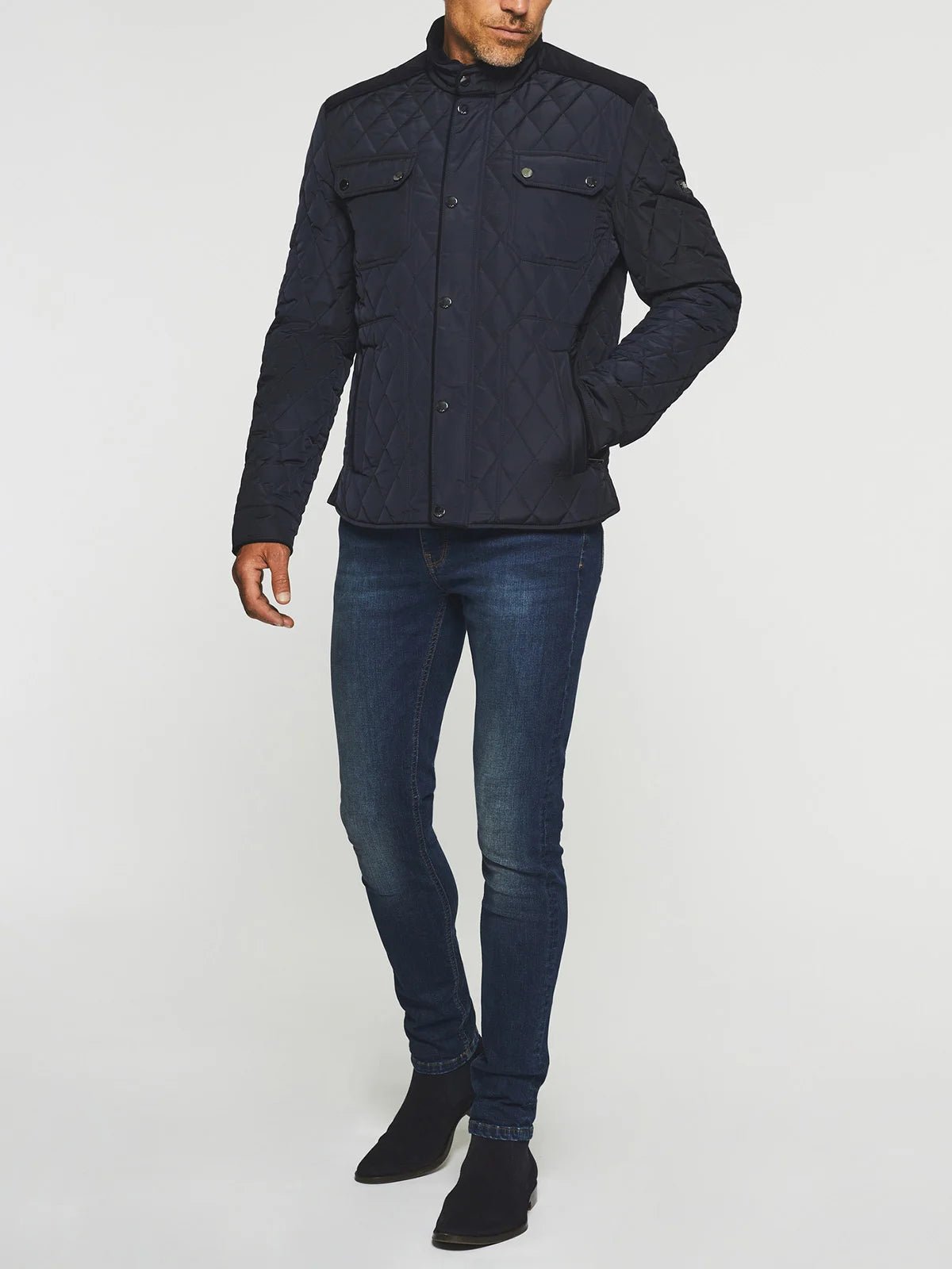 Blouson surchemise matelassé marine MACEO - IZAC