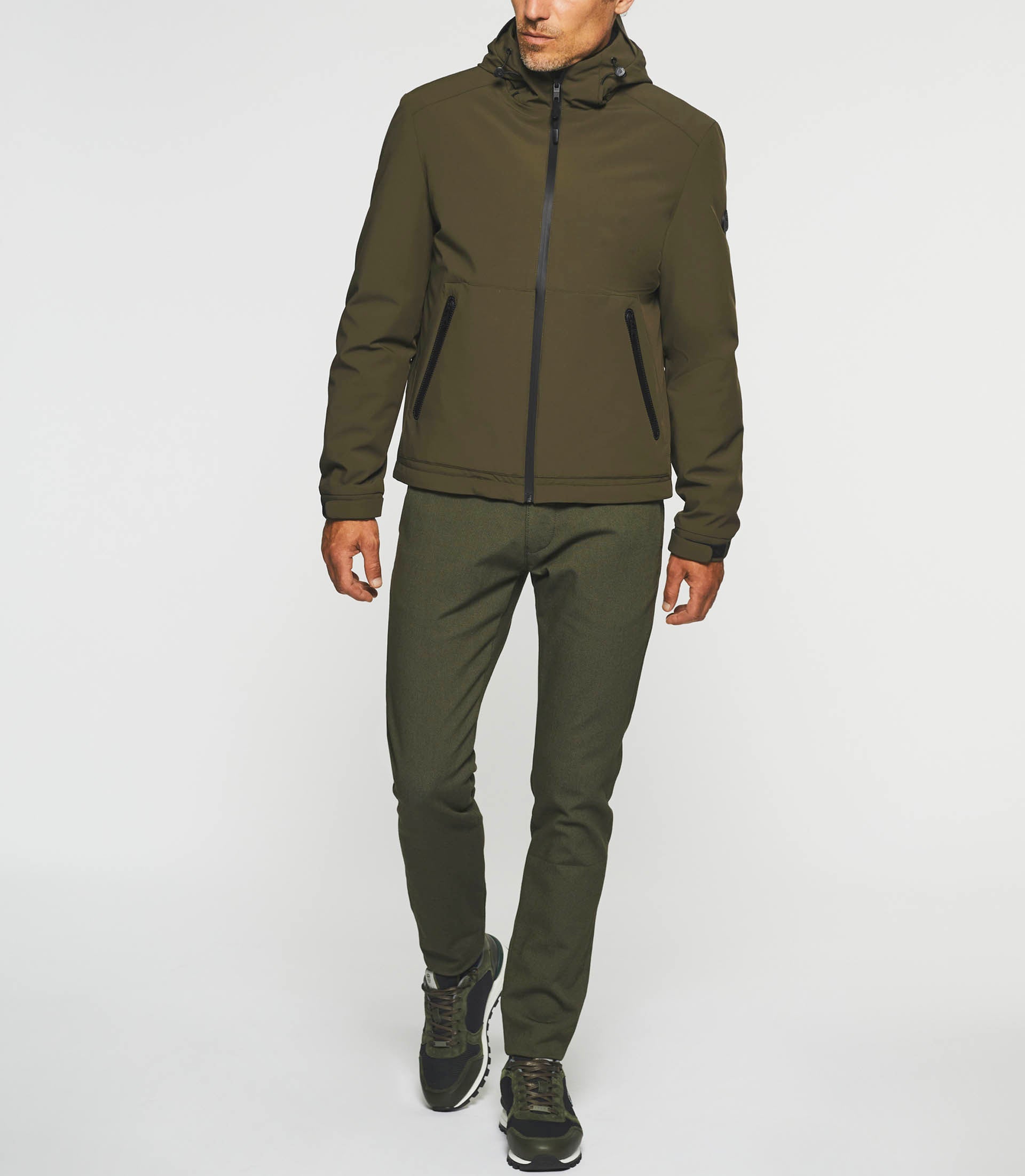 Mahdy khaki hooded technical jacket – IZAC - Main Image