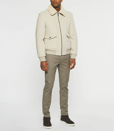 Blouson en laine à col amovible mastic MATHIAS - IZAC