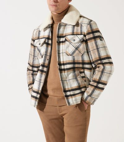 Blouson en laine col sherpa camel/noir MUNICH - IZAC