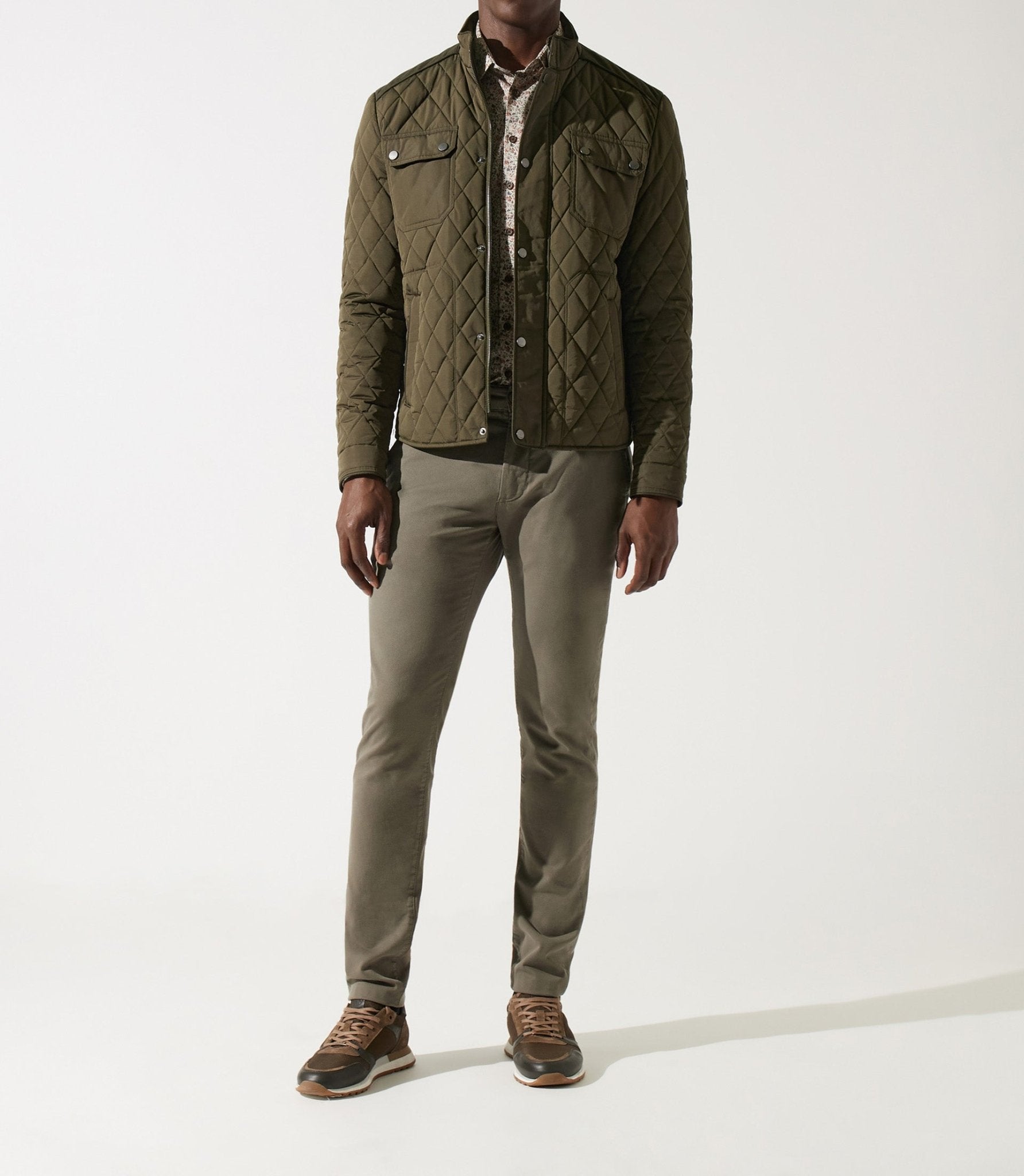 Blouson surchemise à col montant matelassé kaki MACEO – IZAC