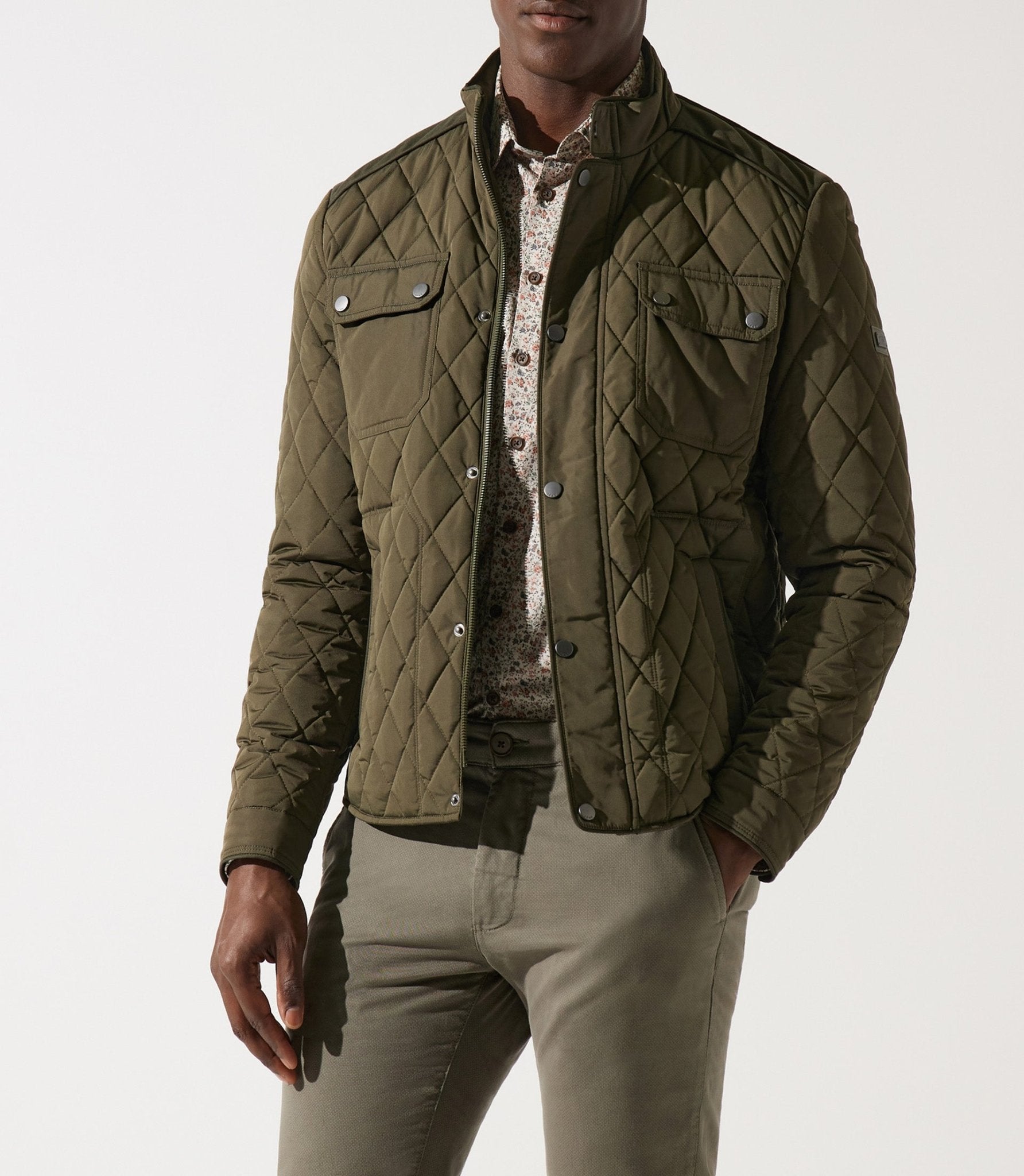 Blouson surchemise à col montant matelassé kaki MACEO - IZAC