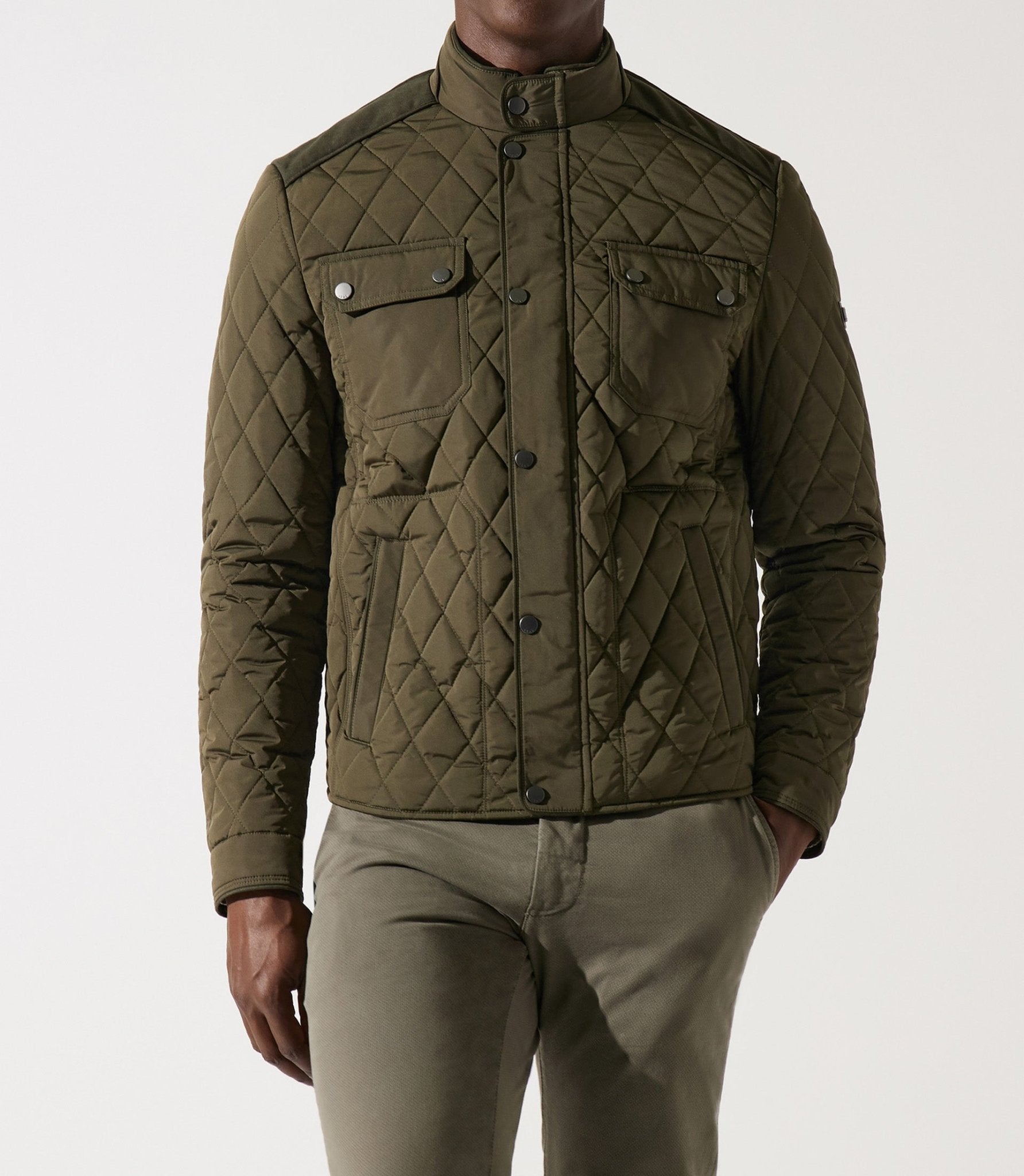 Blouson surchemise à col montant matelassé kaki MACEO - IZAC