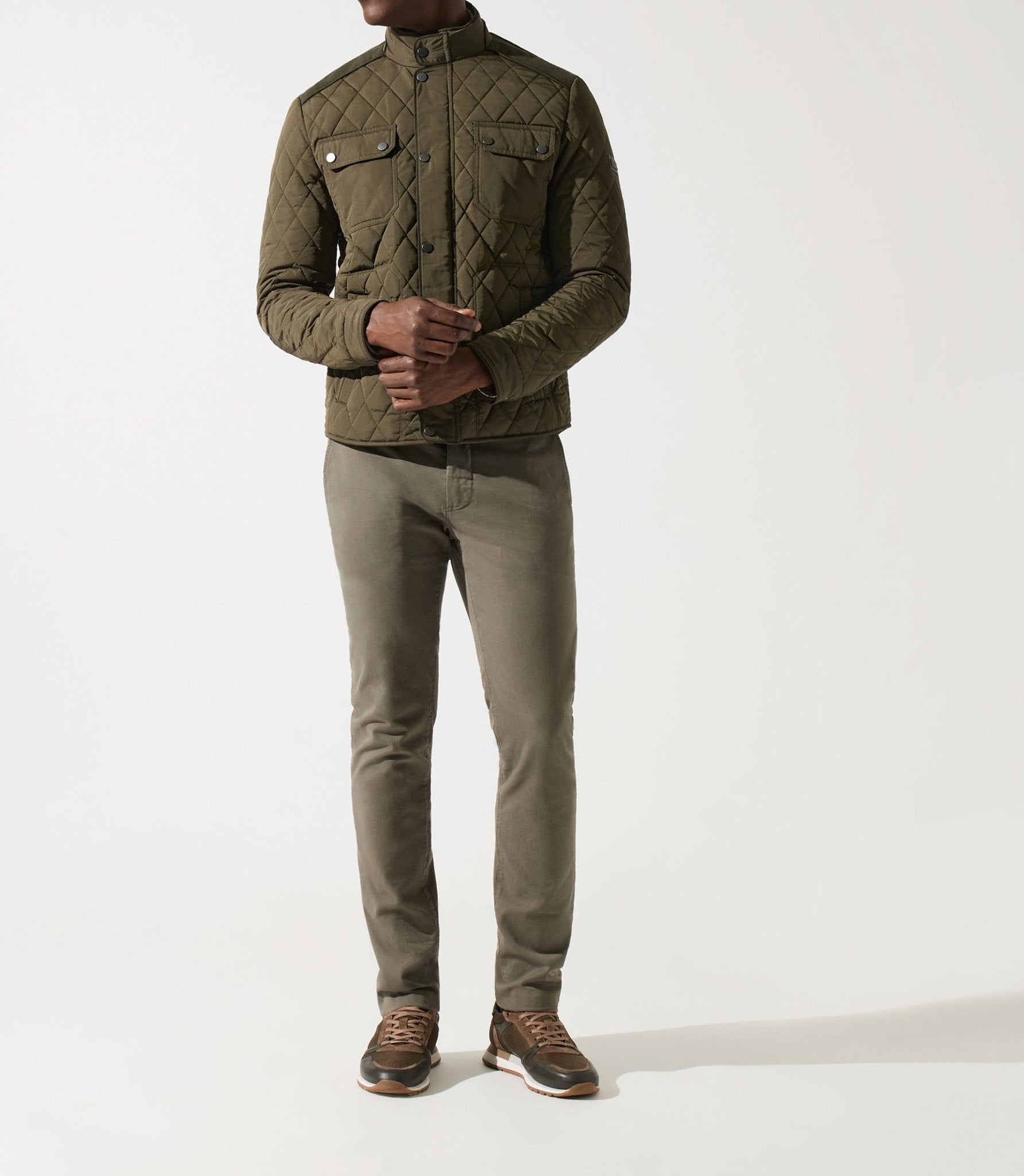 Blouson surchemise à col montant matelassé kaki MACEO - IZAC