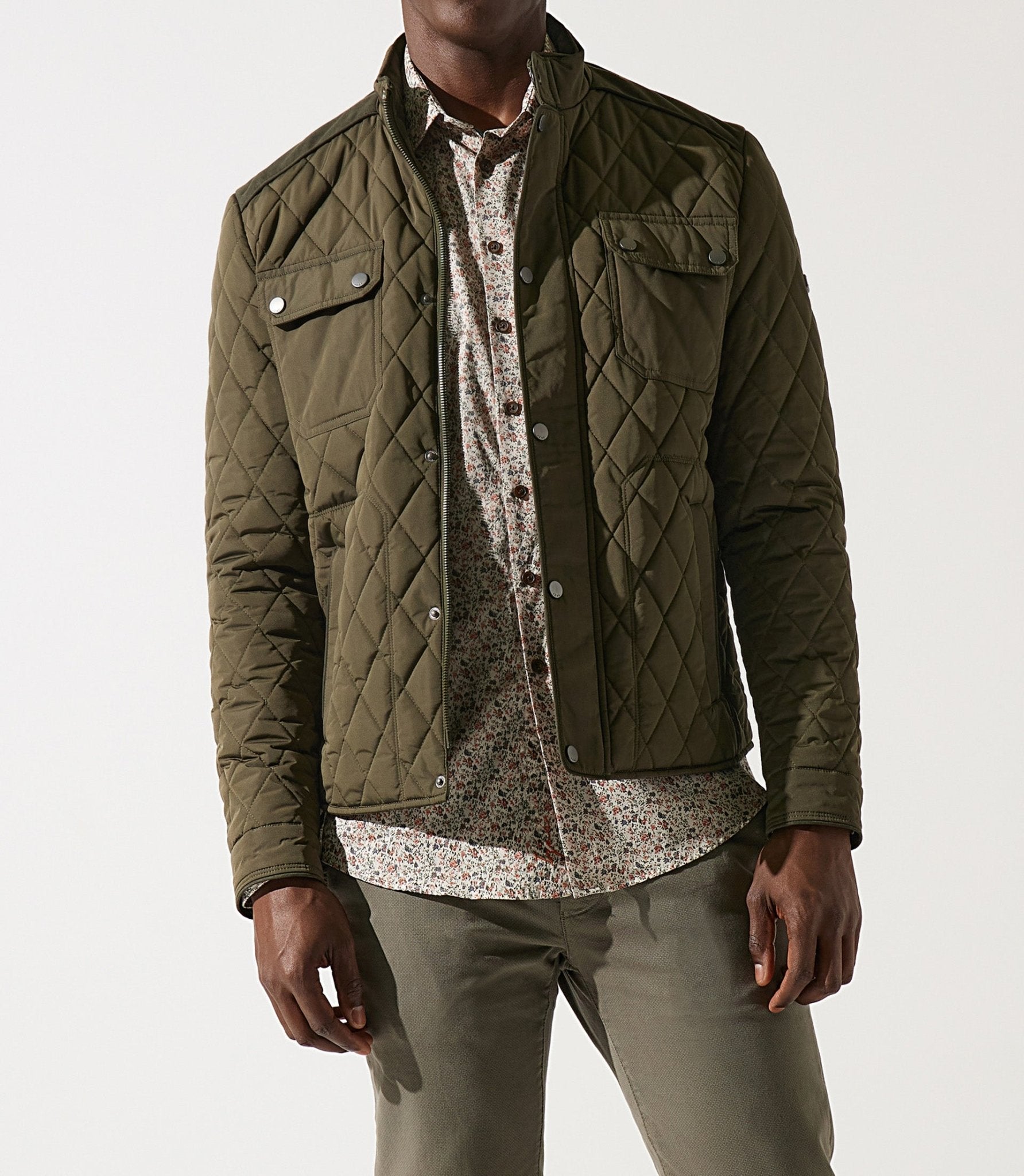 Blouson surchemise à col montant matelassé kaki MACEO - IZAC