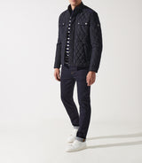 Navy quilted stand-up collar overshirt jacket MACEOBT