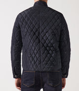 Navy quilted stand-up collar overshirt jacket MACEOBT