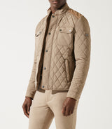 Taupe quilted stand-up collar overshirt jacket MACEOBT