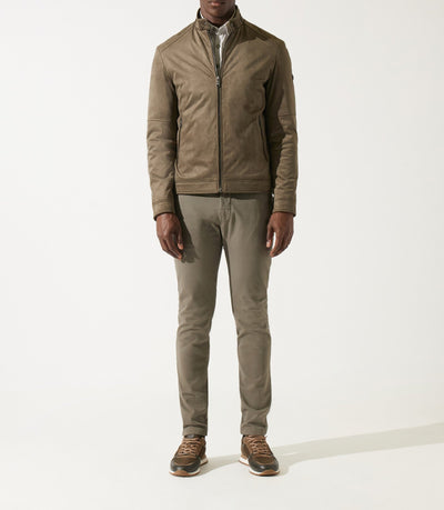 Blouson col officier en suède kaki MALWEN - IZAC