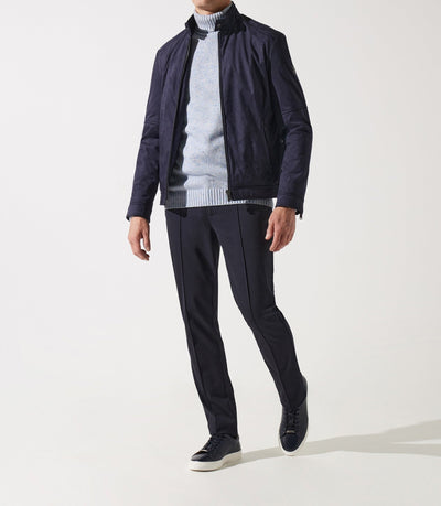 Blouson col officier en suède marine MALWEN - IZAC