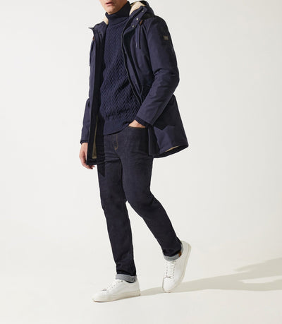 Parka longue à capuche marine MANCHESTER - IZAC