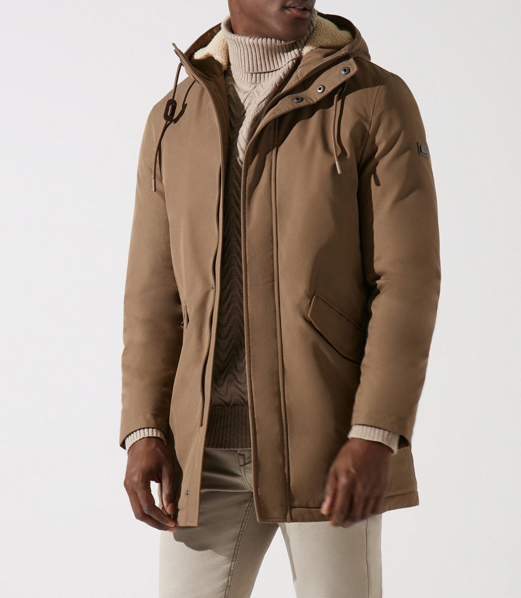 Parka longue à capuche taupe MANCHESTER - IZAC