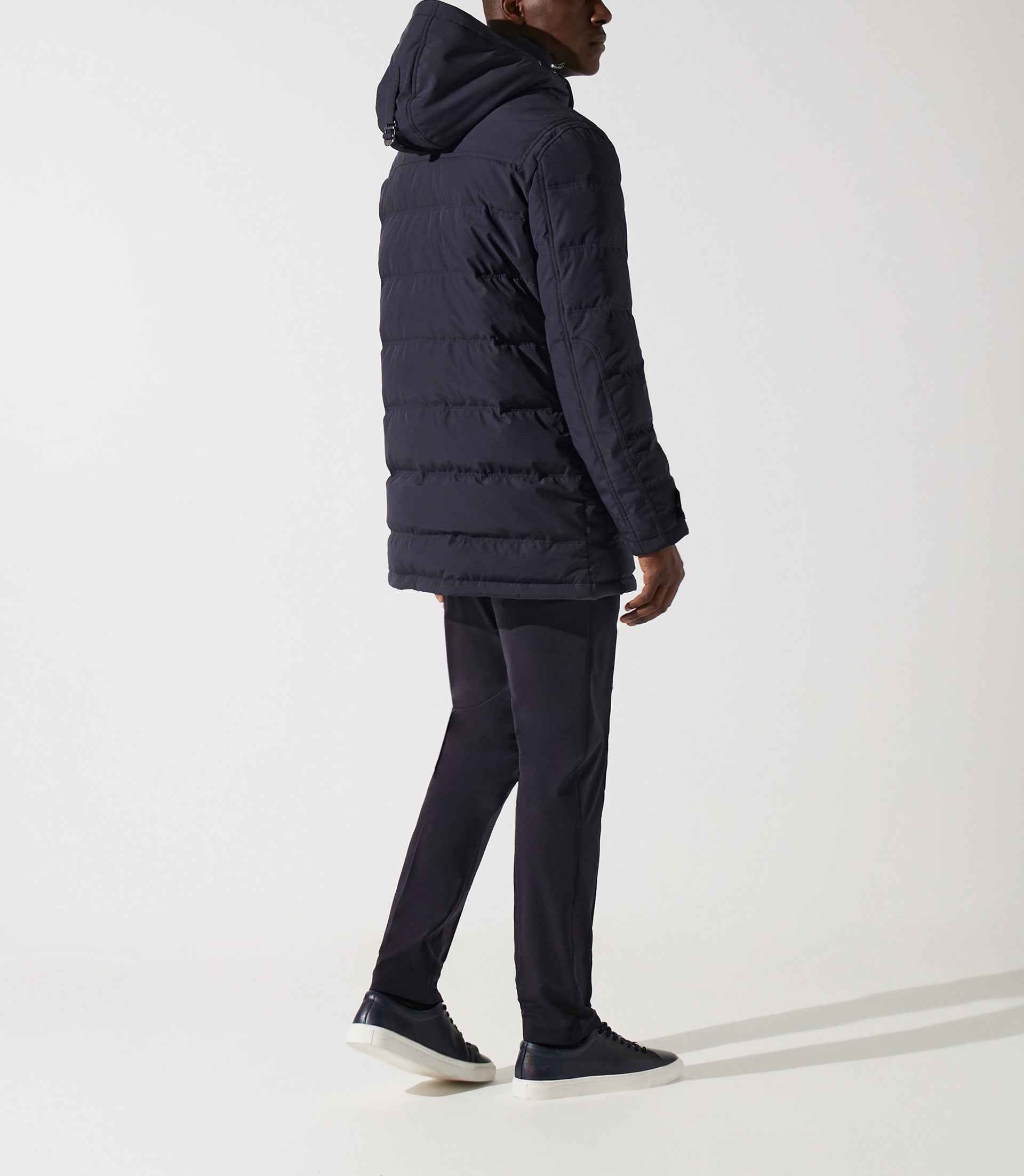 Parka longue à capuche matelassée marine MASSI - IZAC