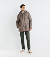 Long parka with taupe quilted quilted