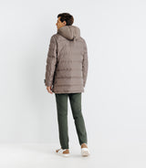 Long parka with taupe quilted quilted