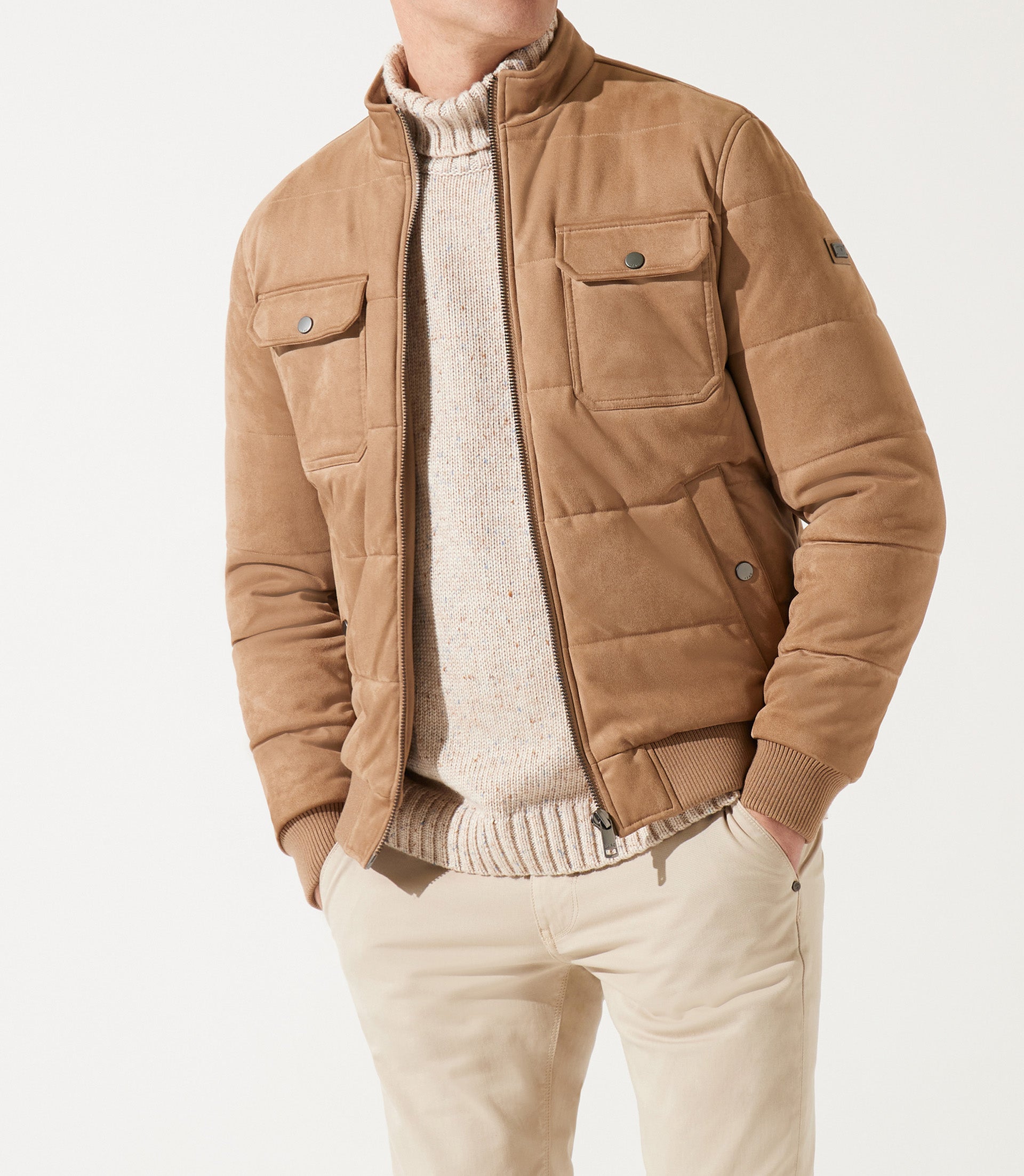 MEMPHIS beige quilted teddy jacket