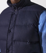 MIAMI navy sleeveless padded jacket with stand-up collar