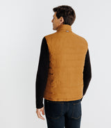 Sleeveless jacket Reversible with camel and navy climbing collar