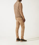 Midoribt beige neck -up -in -collar jacket.