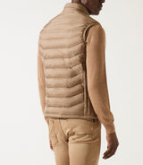 Sleeveless jacket with Midori beige beately collar