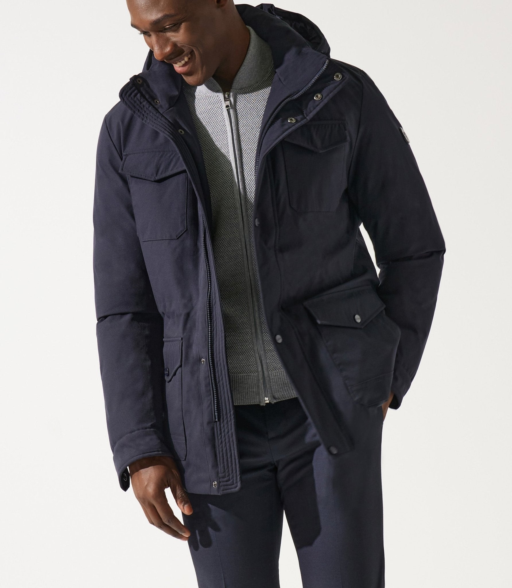 Parka longue 4 poches marine MIRAN - IZAC