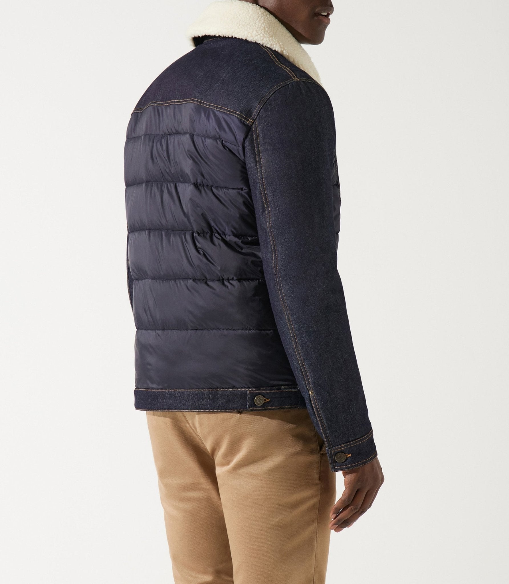 Blouson matelasse bi_matiere marine MONTREAL - IZAC