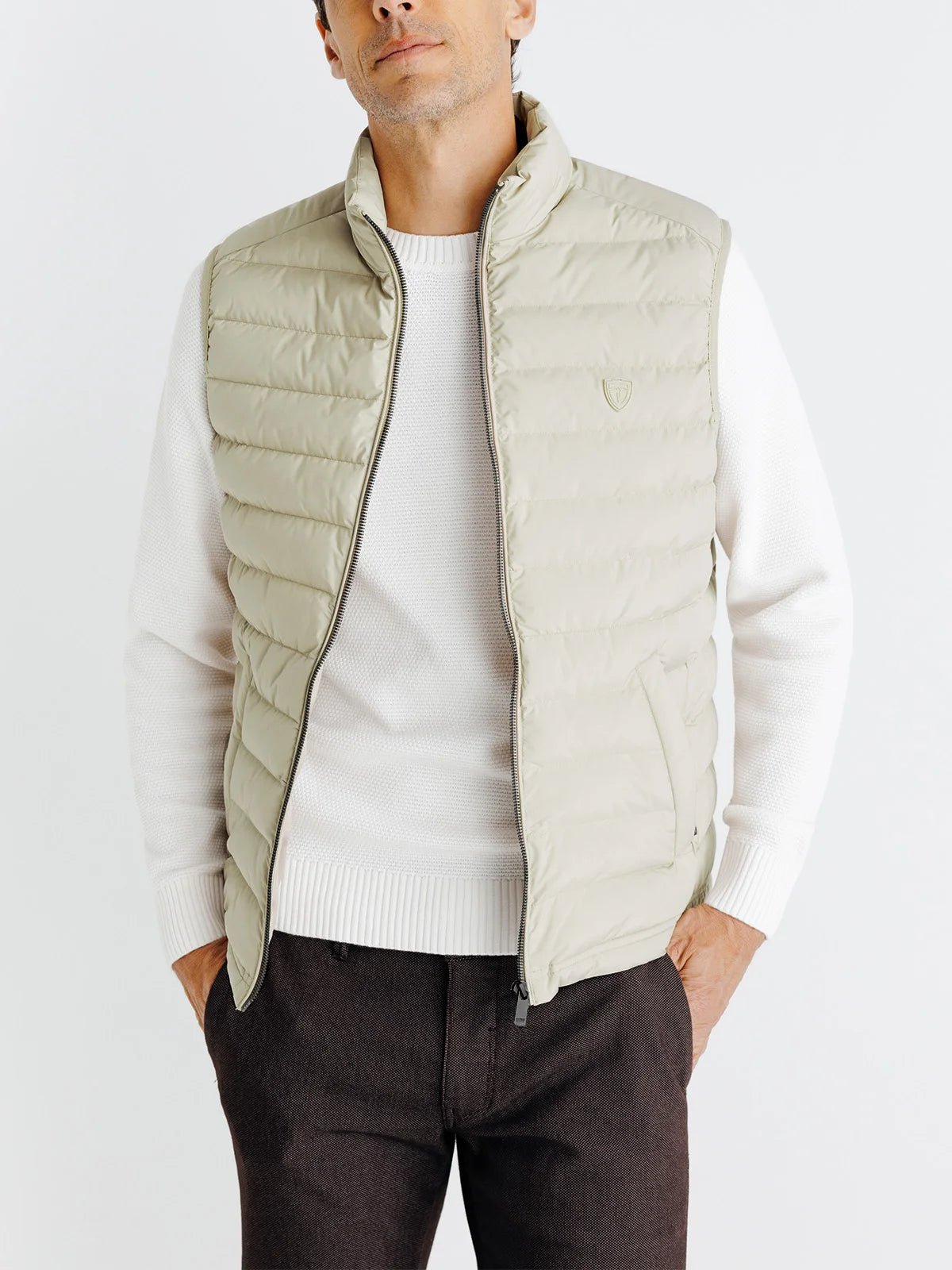 Doudoune sans manche beige - IZAC