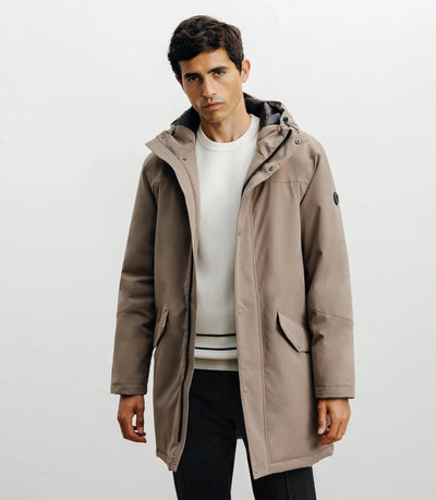 Taupe hooded parka