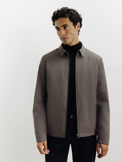 Blouson col chemise taupe - IZAC