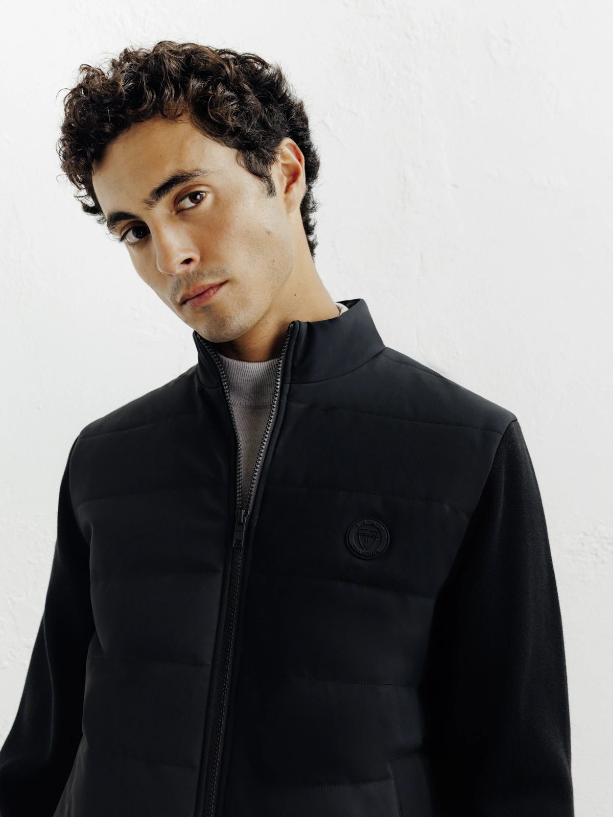 Blouson bi - matière noir - IZAC