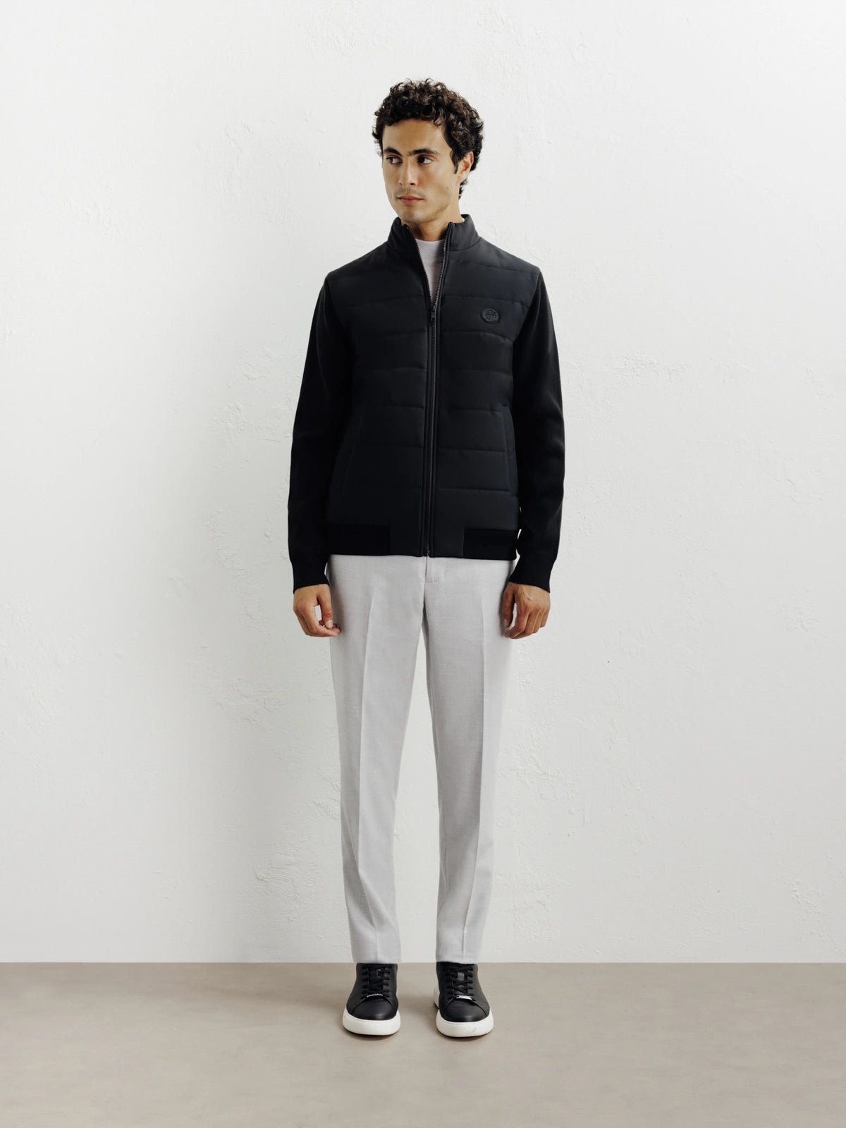 Blouson bi - matière noir - IZAC