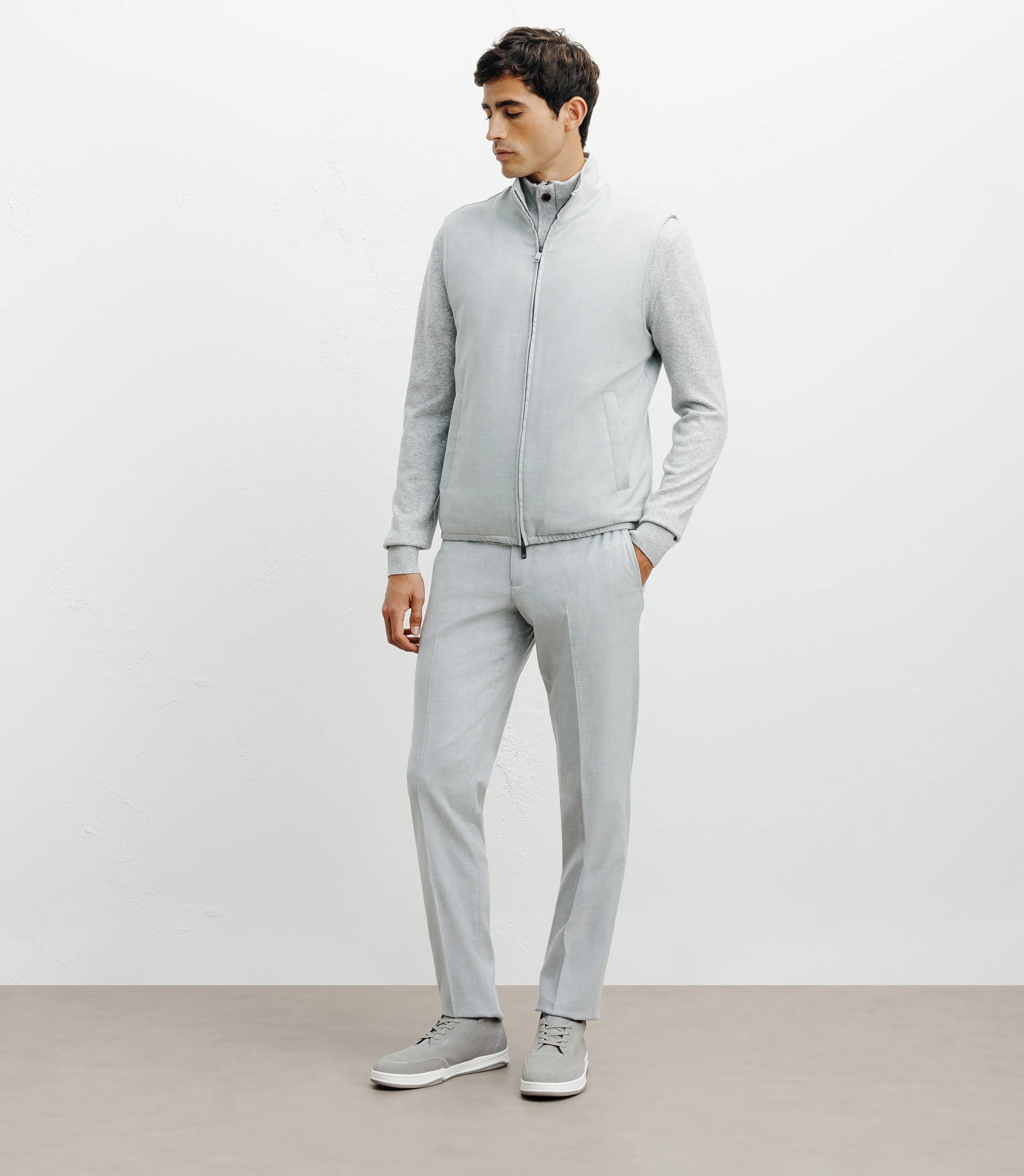 Doudoune sans manches gris clair - IZAC