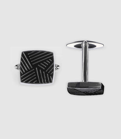 Bouton de manchette avec fines rayures en métal - IZAC