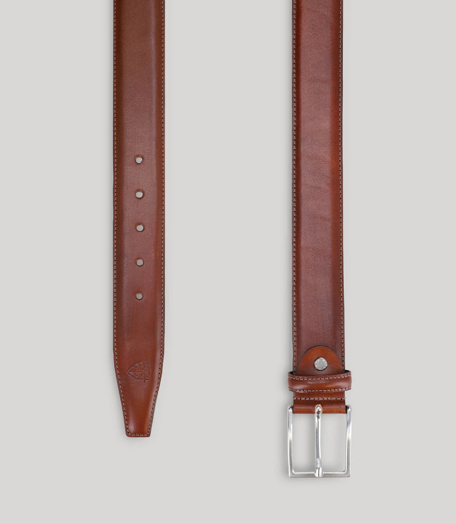 Ceinture avec boucle réversible en cuir marron