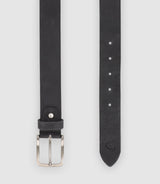 Patinated leather belt and gray adjustable