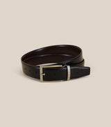 Ceinture 100% cuir réversible noire et marron - IZAC