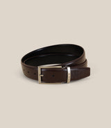 Ceinture 100% cuir réversible noire et marron - IZAC