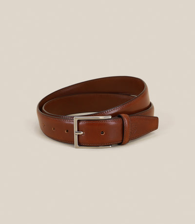 Belt with reversible loop in brown leather