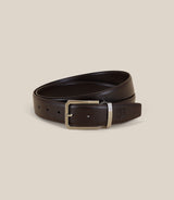 Ceinture avec boucle réversible en cuir marron - IZAC