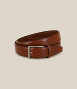 Belt with reversible loop in brown leather