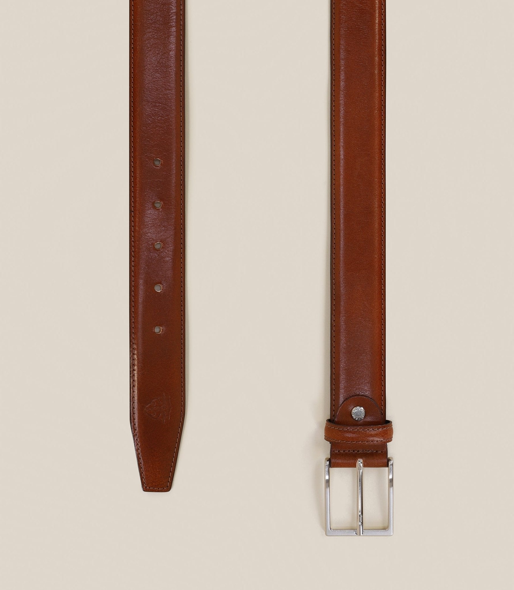 Ceinture avec boucle réversible en cuir marron - IZAC