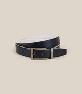 Ceinture ajustable en cuir blanche et marine - IZAC