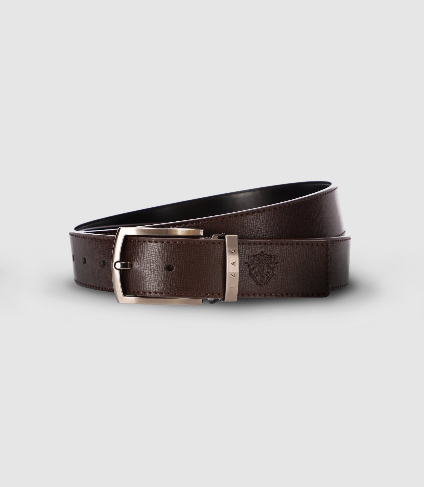 Ceinture ajustable avec gravure marron - IZAC