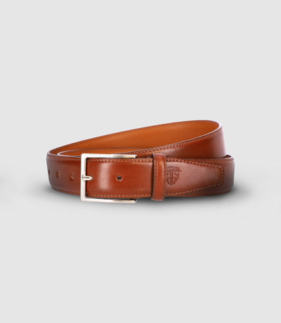 Ceinture ajustable en cuir patiné camel - IZAC